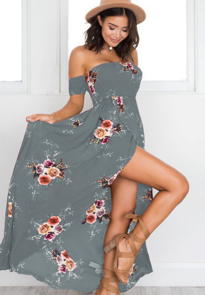 Boho style long dress women Off shoulder beach summer dresses - The Grace