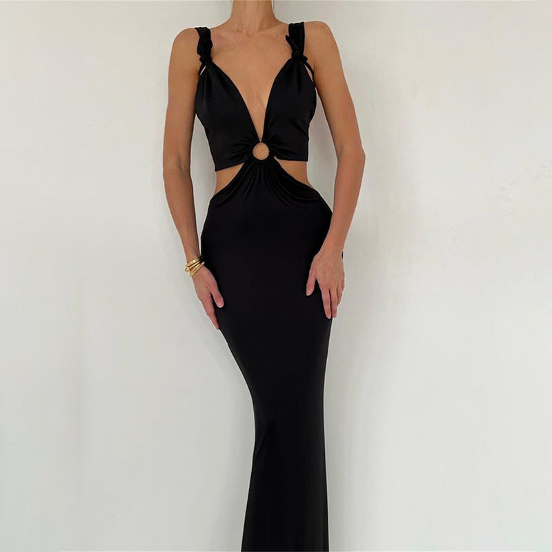 Women's Dresses Sexy Fashion Stitching Neck Straps Backless Long Dress - The Grace