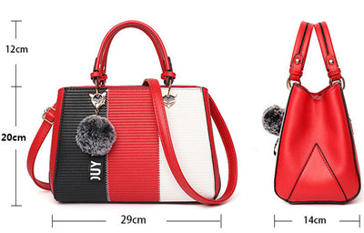 Women Hairball Ornaments Totes Patchwork Handbag Party Purse Ladies Messenger Crossbody Shoulder Bags Women Handbags - The Grace