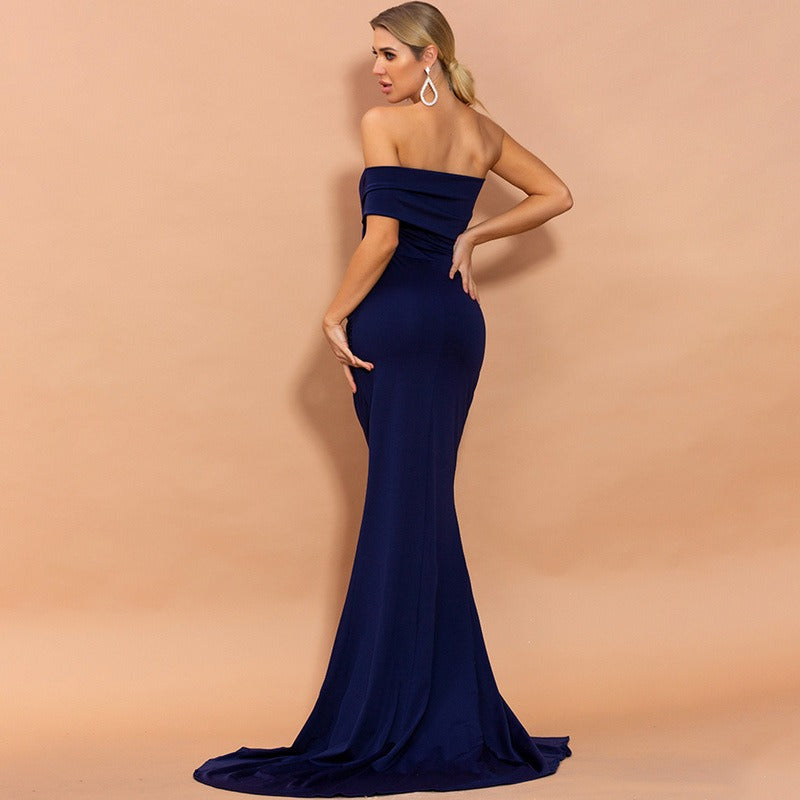 One-Shoulder Party Evening Dresses Long Fashion Slim Open Women's Annual Meeting Toast Clothes New Dresses