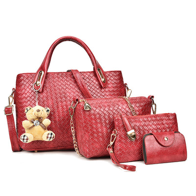 Picture-in-the-mother Bag Four-piece Woven Bear Lady Handbag - The Grace