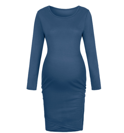 Round Neck Long Sleeve Maternity Dress - The Grace