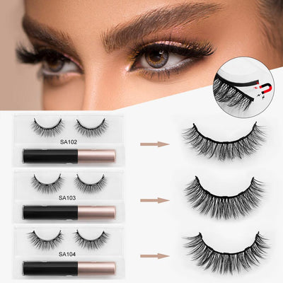 3D Mink Magnetic Eyelashes Waterproof Lasting Magnetic Eyeliner Magnet Mink Eyelashes Makeup Extension False Eyelashes - The Grace