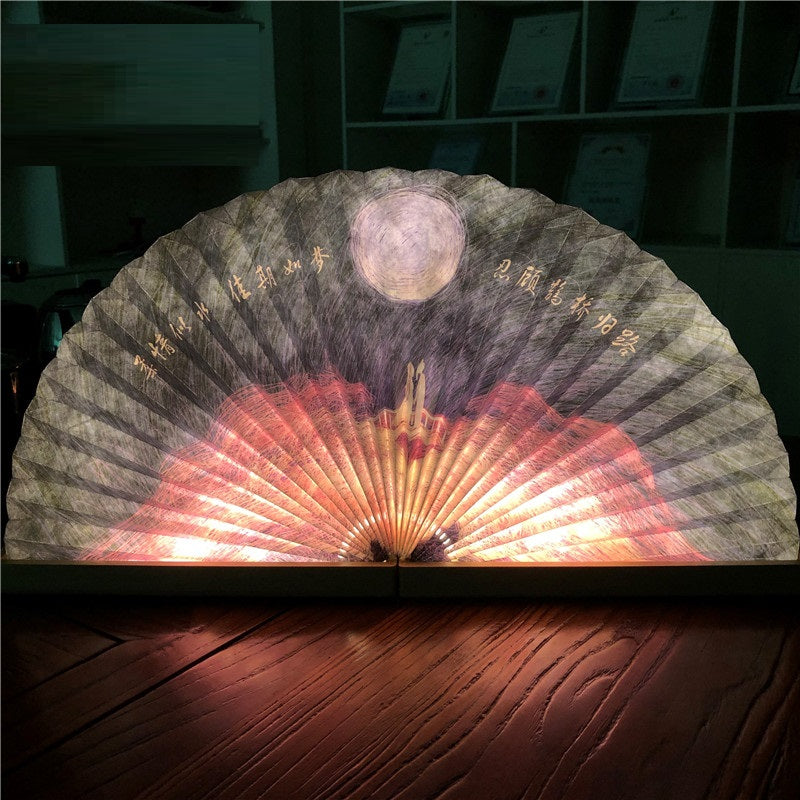 Simple Solid Wood Atmosphere Bedside Fan Corporate Gift Book Night Lamp - The Grace