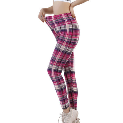 Plaid Leggings Women Sexy Pants Push Up Leggings Fashion F - The Grace