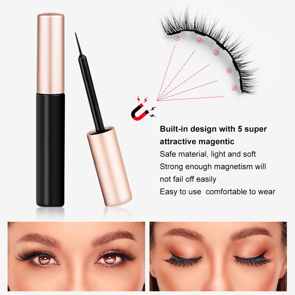 3D Mink Magnetic Eyelashes Waterproof Lasting Magnetic Eyeliner Magnet Mink Eyelashes Makeup Extension False Eyelashes - The Grace