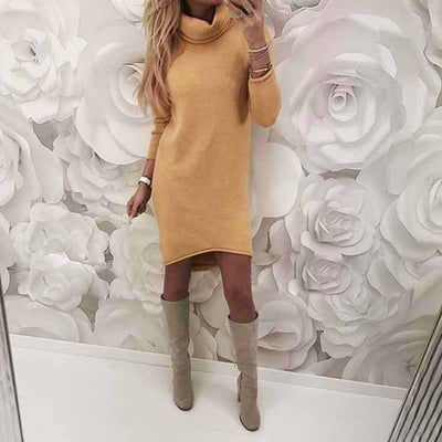 Women Autumn Winter Women Dress Long Sleeve Solid Color Ladies Loose Casual Dresses Lady Bodycon Robe Dresses