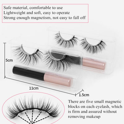 3D Mink Magnetic Eyelashes Waterproof Lasting Magnetic Eyeliner Magnet Mink Eyelashes Makeup Extension False Eyelashes - The Grace