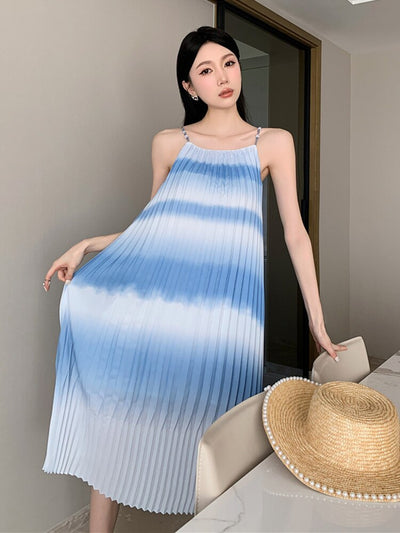 Sling Dress For Women Fashion Gradient Straight Thin A-line Dresses Female Clothing Casual