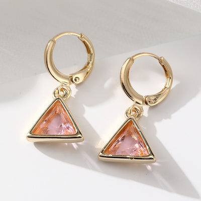 Fashion full diamond geometric triangle earrings for women