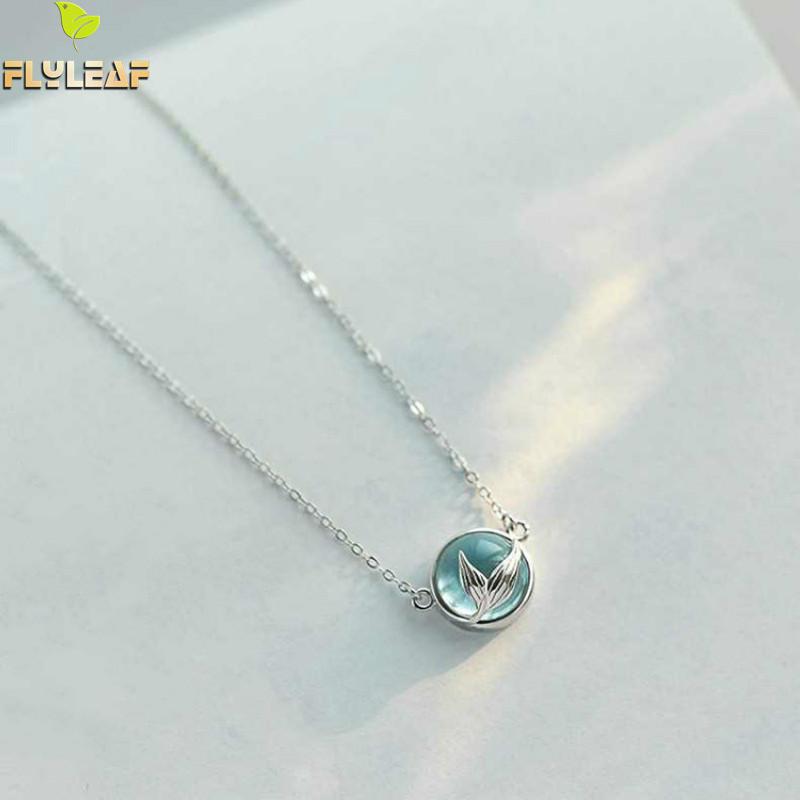 Flyleaf Mermaid Foam Necklaces & Pendants For Women 100% 925 Sterling Silver Lady Fashion Jewellery Drop Shipping