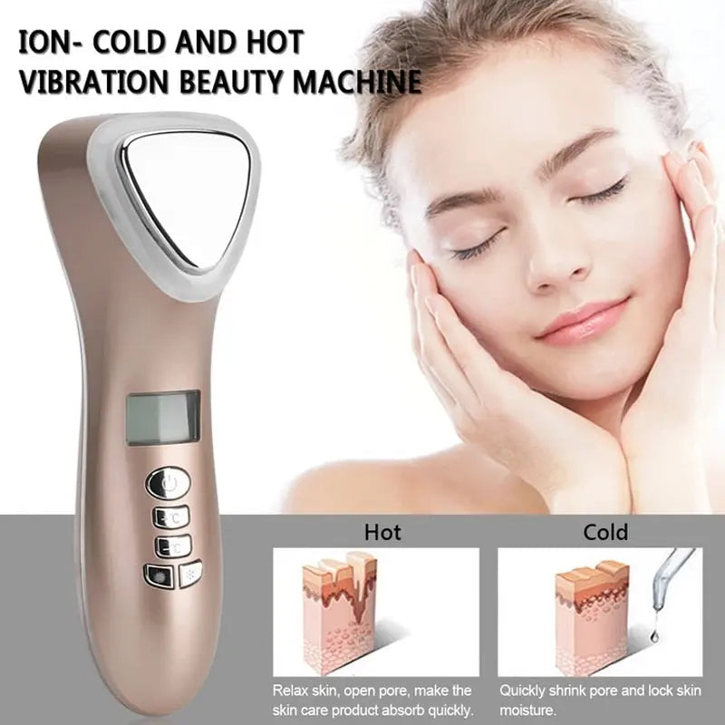 Ultrasonic Cryotherapy LED Hot Cold Hammer Facial Lifting Vibration Massager Face Body Spa Import Export Ion Beauty Equipment - The Grace