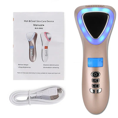 Ultrasonic Cryotherapy LED Hot Cold Hammer Facial Lifting Vibration Massager Face Body Spa Import Export Ion Beauty Equipment - The Grace