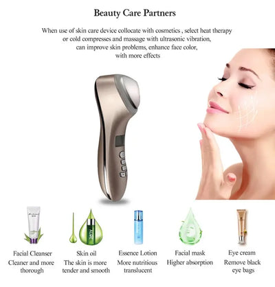 Ultrasonic Cryotherapy LED Hot Cold Hammer Facial Lifting Vibration Massager Face Body Spa Import Export Ion Beauty Equipment - The Grace