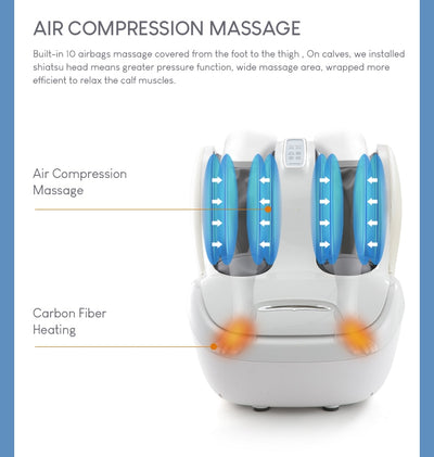 MARESE Electric Calf and Foot Massage Machine Vibration Shiatsu Air Compression Heat Rolling Kneading Leg Beauty Massager K16 - The Grace