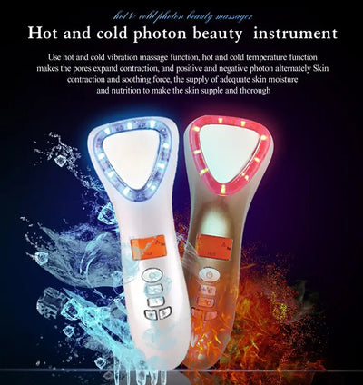 Ultrasonic Cryotherapy LED Hot Cold Hammer Facial Lifting Vibration Massager Face Body Spa Import Export Ion Beauty Equipment - The Grace