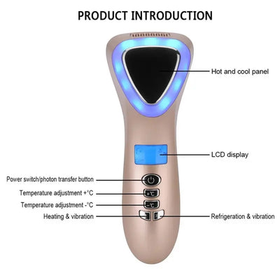 Ultrasonic Cryotherapy LED Hot Cold Hammer Facial Lifting Vibration Massager Face Body Spa Import Export Ion Beauty Equipment - The Grace