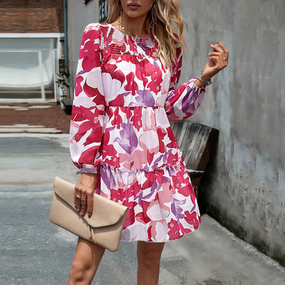 Women's Fashion Print Round Neck Dress - The Grace