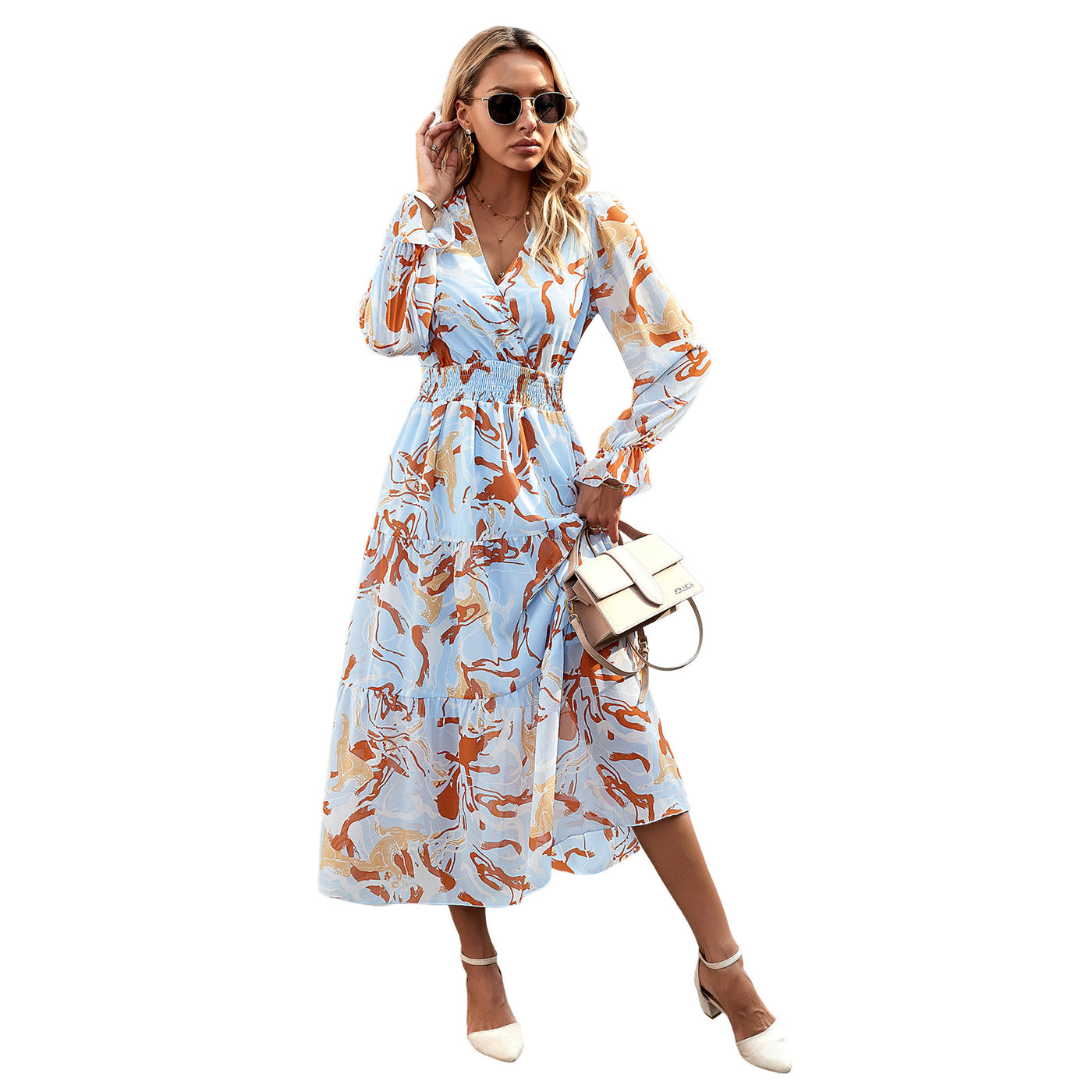 Women's Fashion Casual Printing V-neck Dress - The Grace