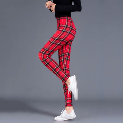 Plaid Leggings Women Sexy Pants Push Up Leggings Fashion F - The Grace