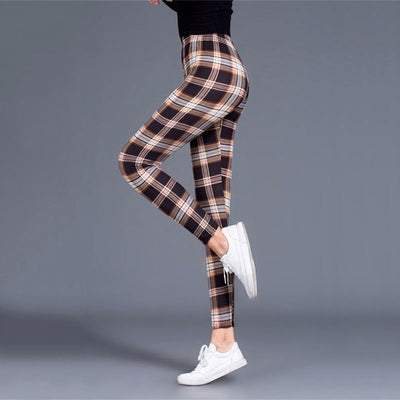 Plaid Leggings Women Sexy Pants Push Up Leggings Fashion F - The Grace