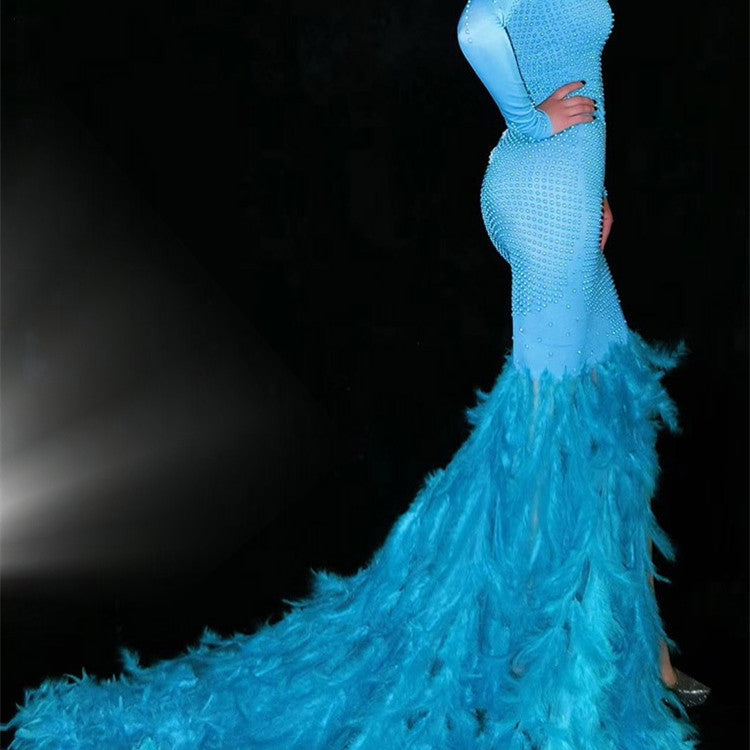 Feather Trailing Hip Dress Costume - The Grace