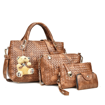 Picture-in-the-mother Bag Four-piece Woven Bear Lady Handbag - The Grace