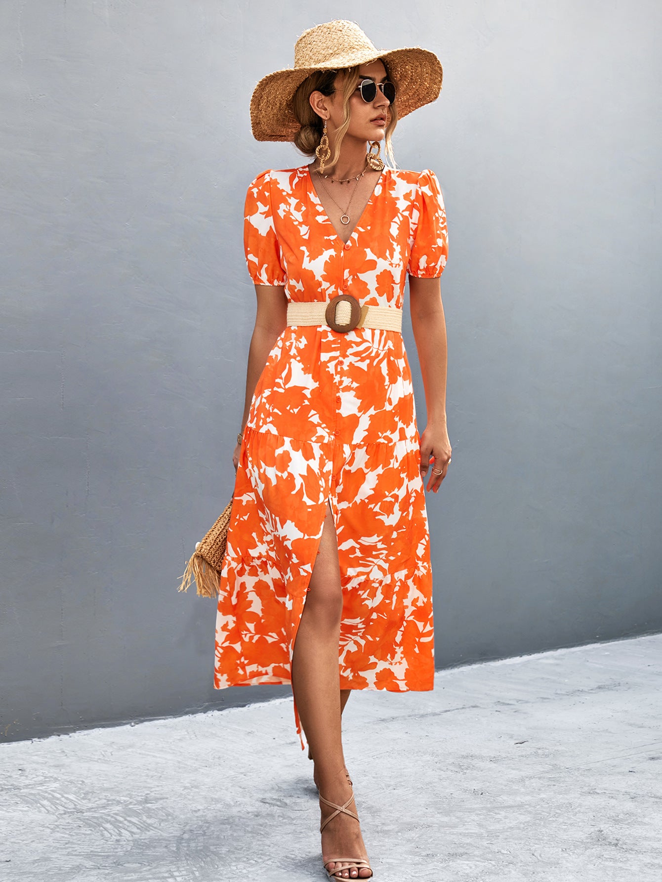 Short Sleeve And Long Pattern Dress - The Grace