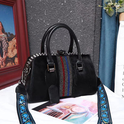 Crossbody Bags For Women Horse Fur Black Women Handbag Top Handle Tote Bag Luxury Designer Sac A Main - The Grace