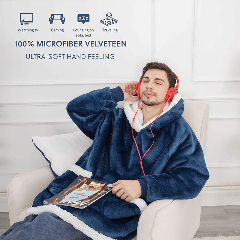 Winter TV Hoodie Blanket Winter Warm Home Clothes Women Men Oversized Pullover With Pockets - The Grace