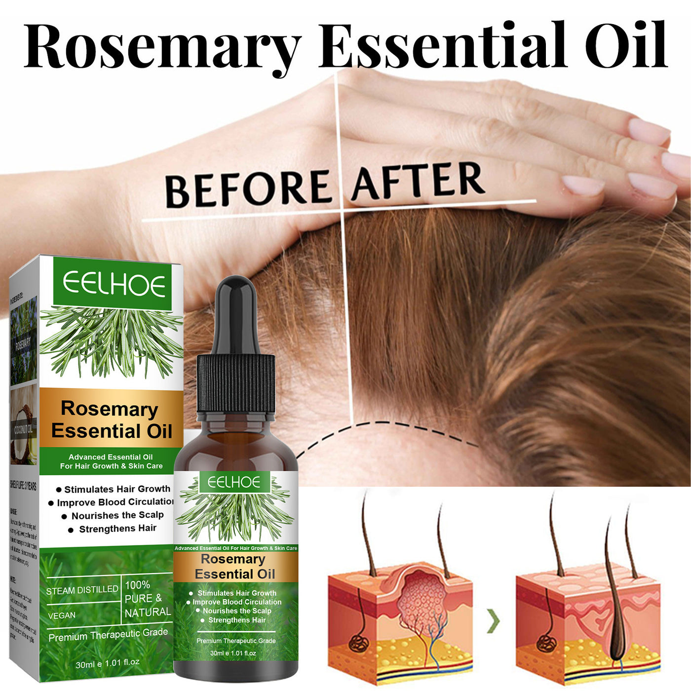 Rosemary Anti-Breakage Nourishing Hair Care Oil - The Grace