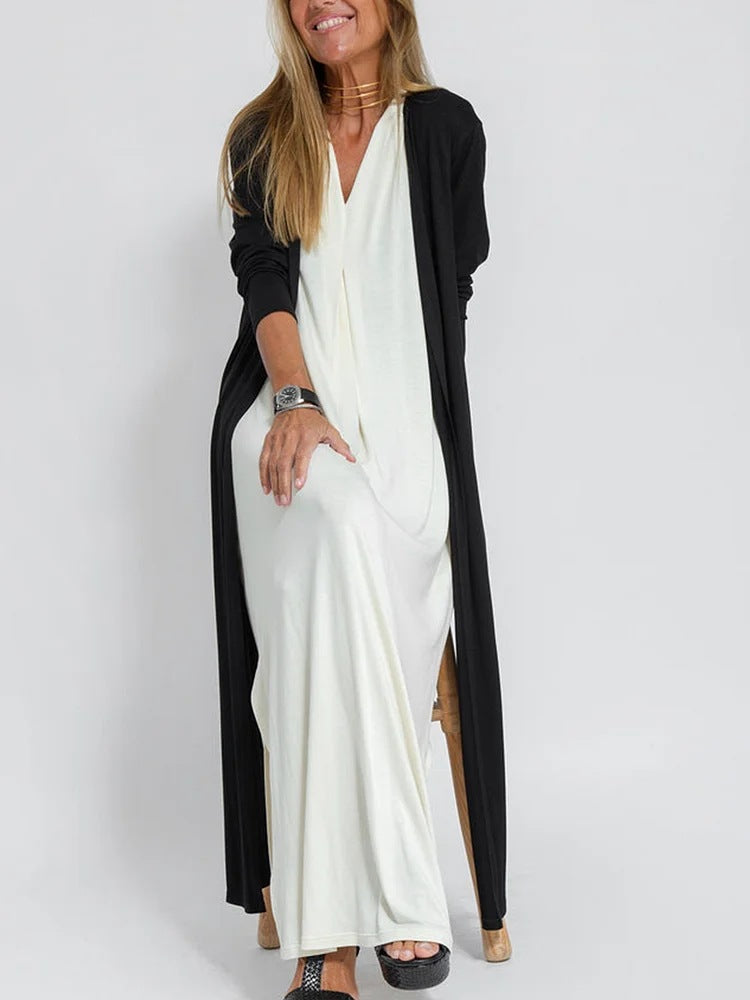 Fashion New Style Solid Color Long Sleeve Long Slit Trench - The Grace