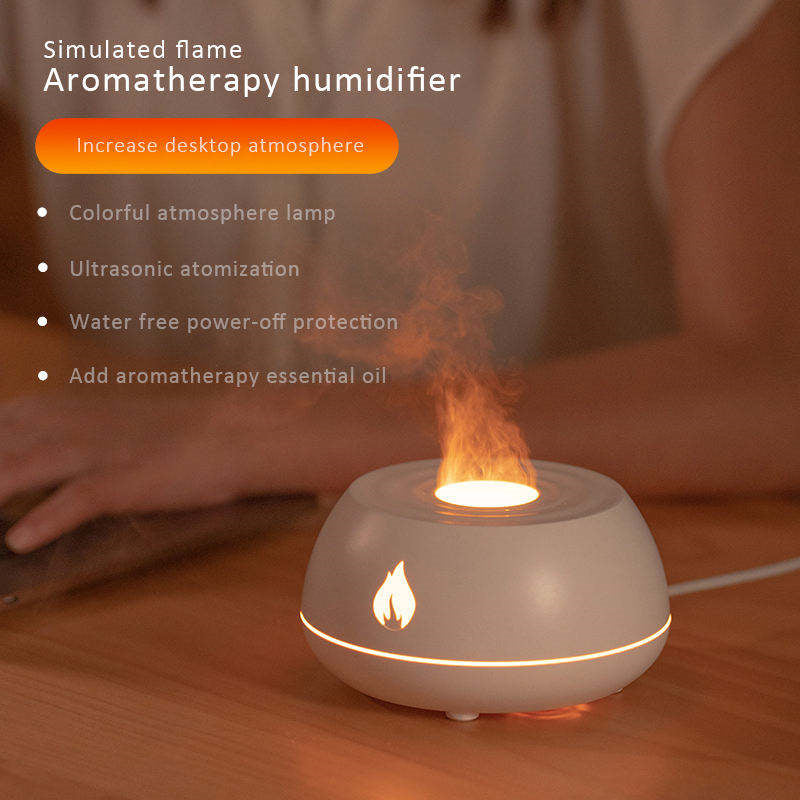 Flame Humidifier Aromatherapy Diffuser 7 Colors Light Home Air Humidifier 130ML USB Room Fragrance Essential Oil Diffuser - The Grace