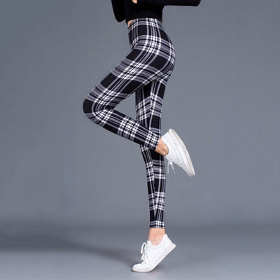 Plaid Leggings Women Sexy Pants Push Up Leggings Fashion F - The Grace