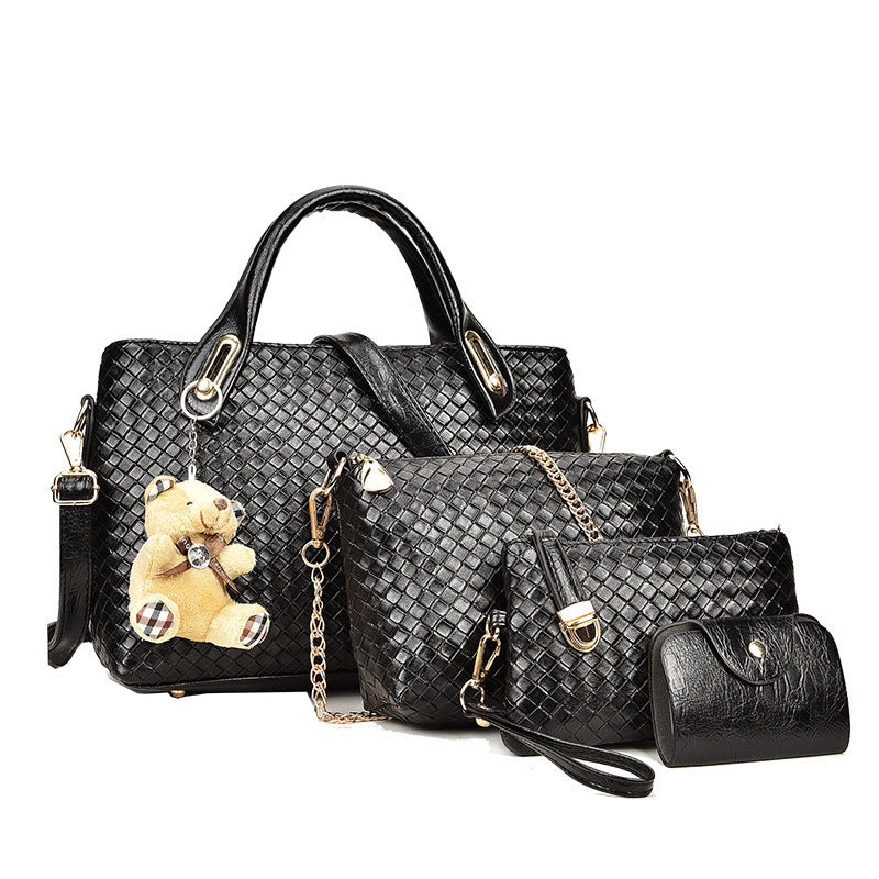 Picture-in-the-mother Bag Four-piece Woven Bear Lady Handbag - The Grace