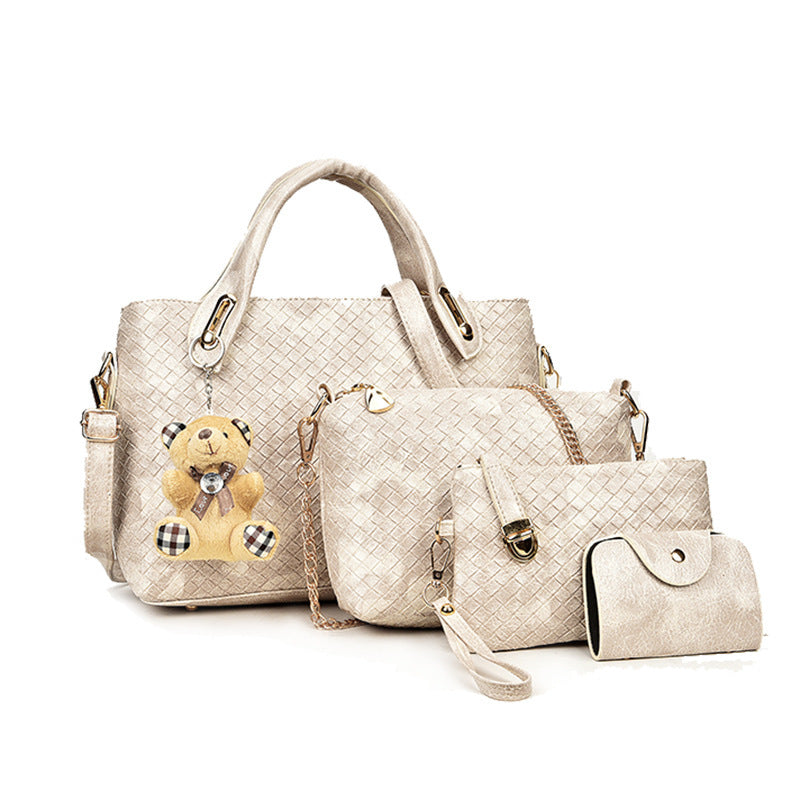 Picture-in-the-mother Bag Four-piece Woven Bear Lady Handbag - The Grace