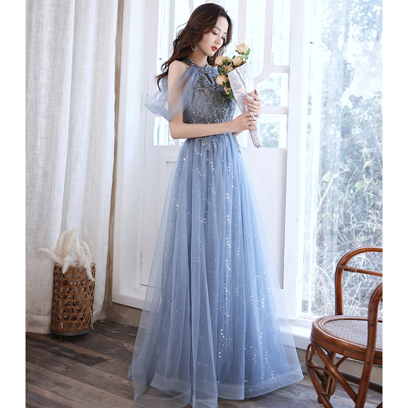 Host French Banquet Blue Long Dress - The Grace