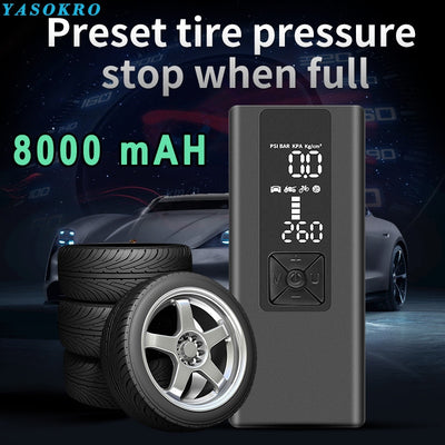 8000mAh Portable Car Air Compressor 12V 150PSI Electric Cordless Tire Inflator Pump for Motorcycle Bicycle Boat AUTO Tyre Balls - The Grace